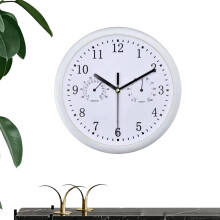 Outdoor clock Large garden alarm Vintage round silent wall clocks with hygrometer for home, school, classroom, bedroom, garden silver Ref: 7381