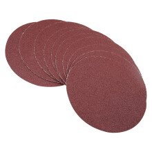 10 x 125mm Diameter 80 Grit Aluminium Oxide Self Adhesive Backed Sandpaper Ref: 4071