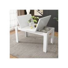 Tavolo da pranzo 120*70 cm, Spazio di archiviazione aperto, Risparmio di spazio, Tavolo multifunzionale, Bianco
