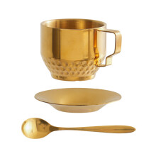Stainless Steels Insulated Coffee Cups with Spoon and-Gold
