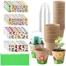 Paper plant pots  30X garden pots with greenhouse hoods  Handmade paper craft set