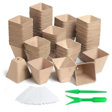 120pack square peat pots for seedlings, seedling pots with drainage holes, biodegradable seed pot sets Ref: 7872