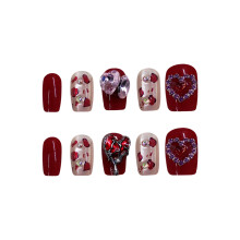 Cats Eye Press On Nail Acryl Fake Nail Gel Polierte Kleber auf-M