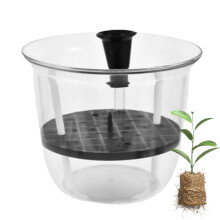 Selfwatering flower pot with visible water levels for hydroponics