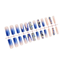 24 Stück Nagel zum Aufdrücken mit Strass-Designs, französische