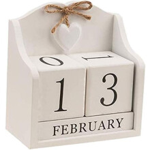 Calendario con blocco date in legno senza tempo, calendario perpetuo con design vintage, regalo riutilizzabile per casa e ufficio, cubi di legno
