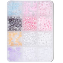 12 grilles 3D arcs ongles Art breloques nœud papillon-SZSP03