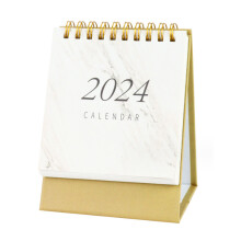 Calendario da scrivania in carta di alta qualità, accessorio portatile effetto marmo, previene le sbavature dell'inchiostro, resistente con spirale