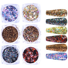 Poudre à ongles pailletée 6 couleurs, décoration Nail Art de-10