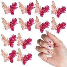 5 paquets de breloques colorées pour Nail Art, papillon-HY285