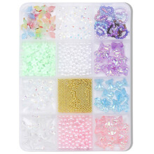 12 grilles 3D nœuds breloques pour ongles perles nœuds-SZSP05