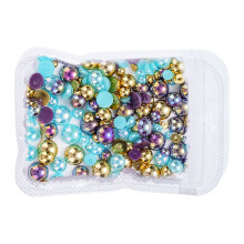 Perles d'ongles demi-rondes à dos plat 3D, perles de Nail-SZ007