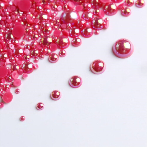1000Pcs Multi-Sizes DIY Half Round Flat Back-Purple red AB