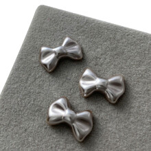 3Pcs Bow Nail Charms 3D Rhinestone Bowknot Nail-Large brown