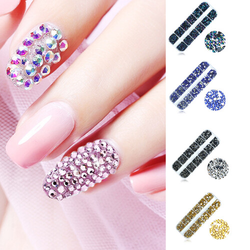 3D Nail Crystal Rhinestones,Flat Back Nail-Phantom gold 2