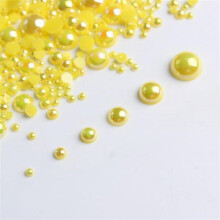 1000Pcs Mix Size Nail Art Half Pearls 3d Nail-Lemon yellow AB