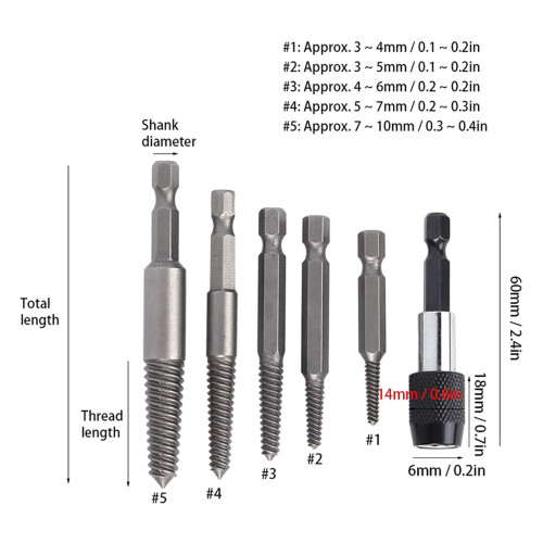 Carbon Steel Guide Set Broken End Bolt Removal Drill Set Damaged 2
