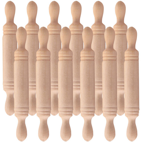 24 Pcs Mini Wooden Rolling Pin For Mini House Decor