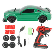 Auto RC da drift a 2,4 GHz, veicolo da corsa ad alta velocità 4WD per ragazzi e ragazze, auto giocattolo verde con luci a LED e pneumatici da drift,