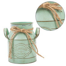 Shabby Chic Flower Vase Milk Can Flower Bucket Metal-Green