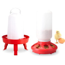 Chick Feeding and Drinking Set with Top Filling, Feeding Bowl and Drinker for Chicks with 3 Adjustable Feet for Chicks, Red Ref: 3331