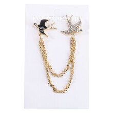3Pcs European Style Collar Clip With Tassel Double Chain Pearl Pin