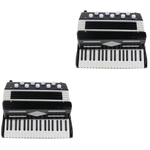 2 Pcs Mini Simulation Accordion Model Educational Toy Gift (Black) 2