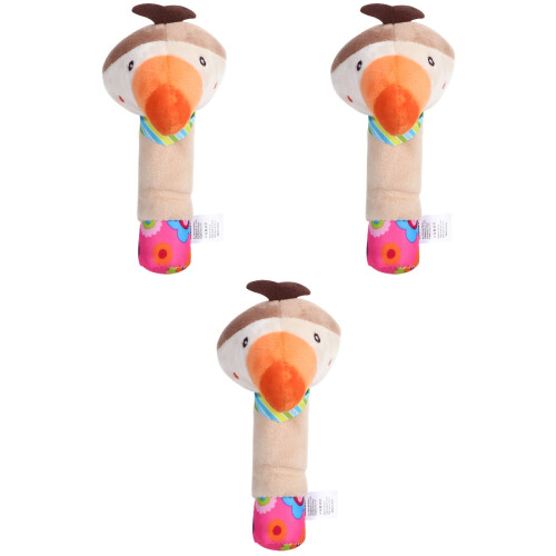 3 Pièces Hochet Bébé Sonnailles Bâtonnets Peluche Animale 2