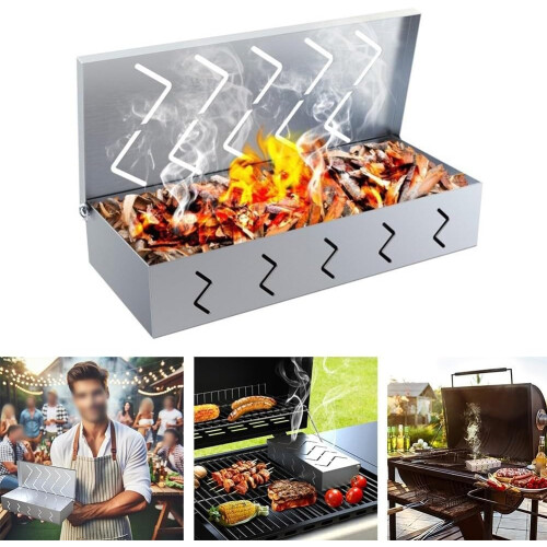 Stainless steel grill box with folding lid for all grilling types 1