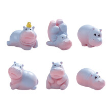 Set van 6 nijlpaard miniatuurfiguren voor huis en tuin,