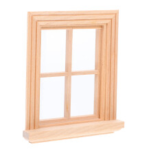 7Pcs Durable Wood Mini House Window Furniture Beige for Kids Toy