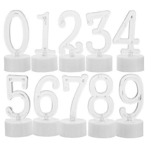 10 Pezzi Candela Led A Numero 0-9 Per Torta Compleanno
