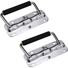 Black PVC Protected Heavy Duty Recessed Handles, Spring Loaded Folding Pull For Barn Door Storage, Embedded Stainless Steel Grip Handle, Carbon Steel