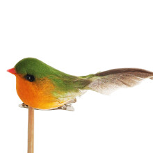 12pcs Artificial Birds Clip-On Simulated Birds-yellow green