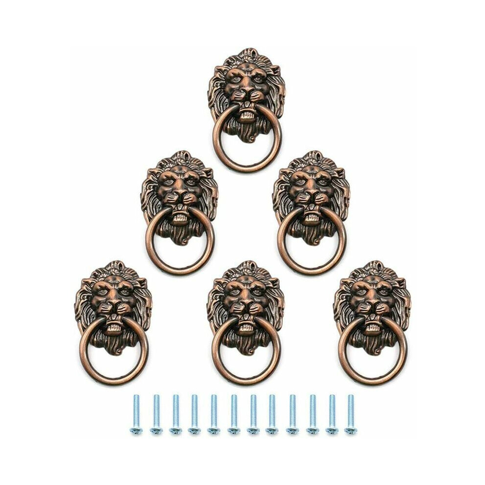 Drawer Pulls, Rust-Free Lion Head Knobs In Antique Bronze, Solidly Built From High Quality Zinc Alloys For Your Furniture Makeover (Bronze Red, Set Of 9198585936928