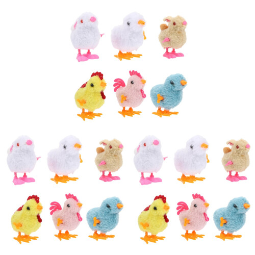 18Pcs Colorful Plush Wind-Up Clockwork Toys Chicken Rabbit Decor 1