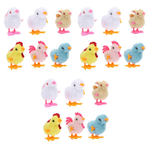 18Pcs Colorful Plush Wind-Up Clockwork Toys Chicken Rabbit Decor 2