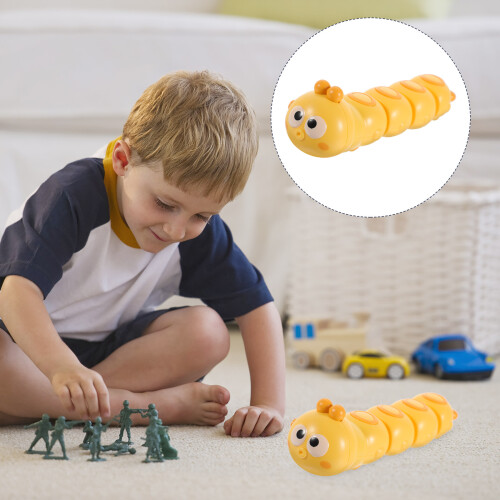 Twisting Toy Caterpillar Yellow Plastic 1pack Wind Up Moving 2