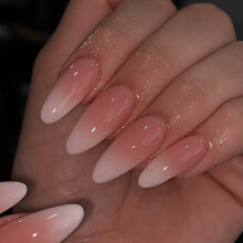Omber Press On Nail French Tip Artificial False Nail Glues on
