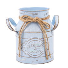 Metal Flower Vase Shabby Chic Vintage Vase Metal Milk Can-Blue