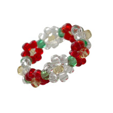 Adjustable elastic beaded rings, stylish colorful design, finger band decoration for women and crafters.