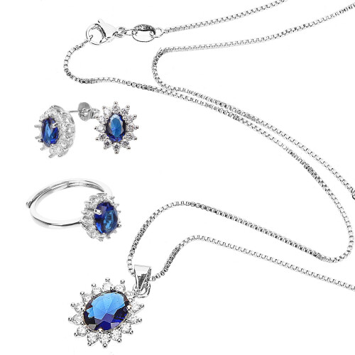 4Set Collana Con Pendente Cristallo E Per 1