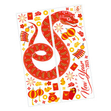 2 Vellen PVC Snake Jaar 2025 Raam Kleeft Waterdichte Sticker