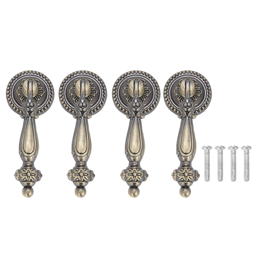 Vintage Cabinet Pull Handle Decorative Metal Drawer Knob Right Angle Clamp Bronze Finish Zinc Alloy Hardware With Screws For Dresser Closet Furniture 9198585937802
