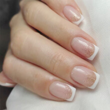 24Pcs Press on Nail Square Glues on Nail French Fake Nail