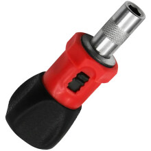 Short ratchet screwdriver set, pocket wrench with switches and 1/4inch hex socket bits, nonslip grip