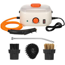 2500W Steam Cleaner 1200ml Pressure Handheld Steamer 3 Brush Heads Portable White For Home Use Car Detailing