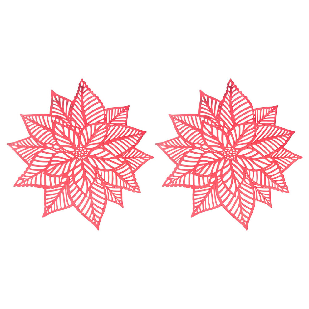 6Szt Praktyczna Czerwona Hollow Placemat Ochronna Na Stół-image