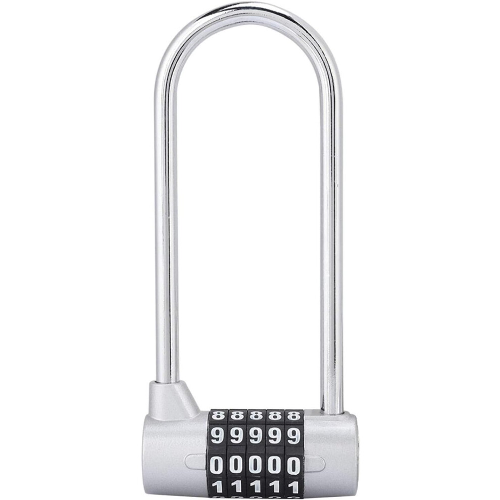 Sturdy U-Shape Security Lock For Wide Application, Child Proof Sliding Code Locks With Extra Long Cabinet Door Padlock, Re-Settable Combo Lock For Gym 9198585940529