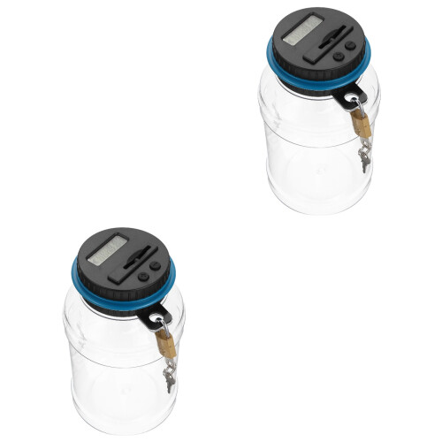 2Pcs Frasco De Poupança Com Display Digital E Contagem De Moedas 2